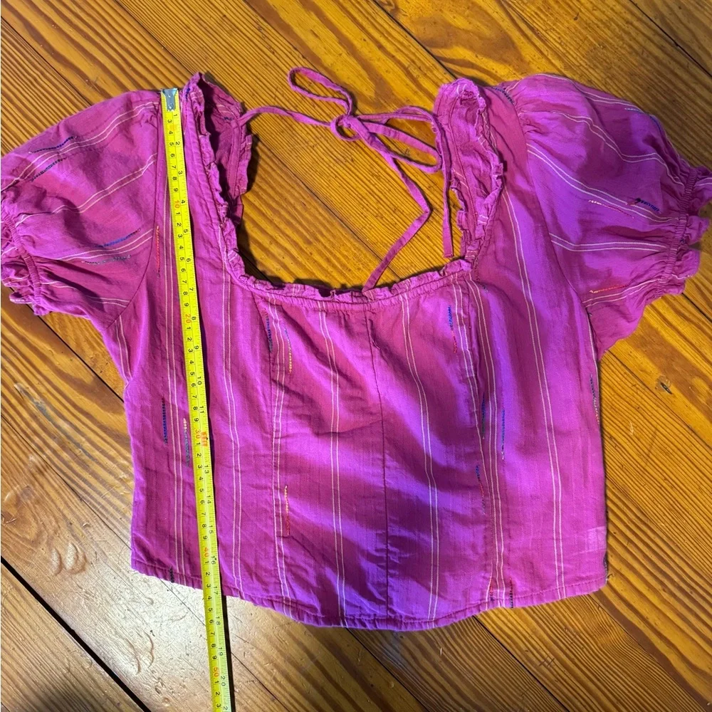 Free People Women’s Pink Seratonin Corset Puff Sleeve Top Size Medium